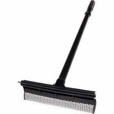 Unger Auto Squeegee Scrubber 8" Blade - 18" Plastic Handle - Heavy Duty - Black - 1Each