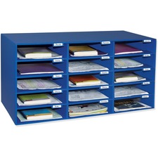 Classroom Keepers 15-Slot Mailbox 15 Compartment(s) - Compartment Size : 3" x 12.50" x 10" - 16.38" Height x 31.50" Width x 12.88" Depth - 70% Recycled - Blue - Cardboard - 1 Each