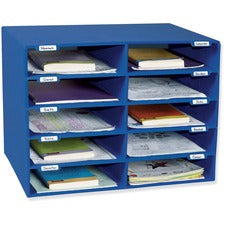 Classroom Keepers 10-Slot Mailbox 10 Compartment(s) - Compartment Size : 3" x 12.50" x 10" - 16.63" Height x 21" Width x 12.88" Depth - 70% Recycled - Blue - 1 Each