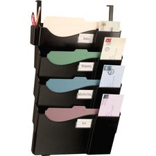 Officemate Grande Central Filing System 4 Pocket(s) - 27.50" Height x 16.63" Width x 5" Depth - Wall Mountable - Black - 1 Pack