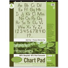Decorol Recycled Chart Pad 70 Sheets - Strip - Front Ruling Surface - Ruled Front Ruling - 1.50" Ruled - 24" x 32" Sheet Size - White Paper - Manuscript Cover - Eco-friendly, Acid-free, Padded, Tab, Chipboard Backing, Hole-punched, Chlorine-free, Recyclab