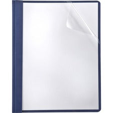 TOPS Letter Recycled Report Cover 8 1/2" x 11" - 85 Sheets Capacity - 3 x Double Tang Fastener(s) - 1/2" for Folder - Navy - Clear Front, Punched, Acid-free, Embossed - 35% Fiber Recycled - 25 / Box