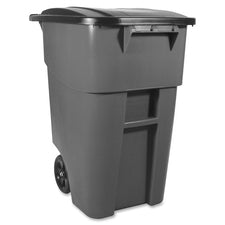 Rubbermaid Commercial Brute Rollout Container with Lid 50 gal Capacity - Square - 36.2" Height x 23.4" Width x 28.5" Depth - Gray - 1 Each