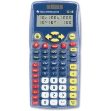 Texas Instruments TI-15 Explorer Elementary Calculator Auto Power Off, Dual Power, Plastic Key, Impact Resistant Cover - 2 Line(s) - 11 Digits - Battery/Solar Powered - 6.9" Height x 3.5" Width x 0.7" Depth - Blue - 1 Each
