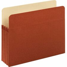 Pendaflex Letter Recycled File Pocket 8 1/2" x 11" - 800 Sheets Capacity - 3 1/2" Expansion - 22 pt. - Redrope - Brown - Tear Resistant, Reinforced Gusset, Tyvek Gusset, Durable, Flap - 10% Recycled - 5 / Pack