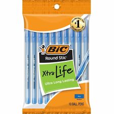 BIC Round Stic Ballpoint Pens Medium Pen Point - Blue Ink - 10 / Pack