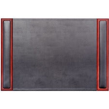 Dacasso Rosewood & Leather Side-Rail Desk Pad Rectangular - 25.5" Width x 17.25000" Depth - Felt Black Backing - Leather, Rosewood