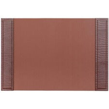 Dacasso Crocodile Embossed Side-Rail Desk Pad Rectangular - 22.5" Width x 17.25000" Depth - Felt Tan Backing - Top Grain Leather - Brown
