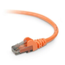 Belkin Cat6 Snagless Patch Cable 1 ft Category 6 Network Cable for Network Device, VoIP Device - First End: 1 x RJ-45 Network - Male - Second End: 1 x RJ-45 Network - Male - Patch Cable - Gold Plated Connector - 24 AWG - Orange - 1 Each