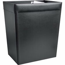 Dacasso Classic Waste Basket 8 gal Capacity - Square - Top Grain Leather - Black - 1 Each