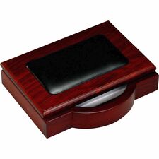 Dacasso Rosewood & Leather Memo Holder Leather, Wood - Black - 1 Each