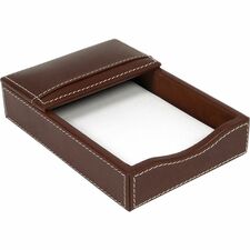 Dacasso Rustic Leather Double Legal-Size Trays 1.8" Height x 4.8" Width x 7" Depth - Leather - Brown - 1 Each