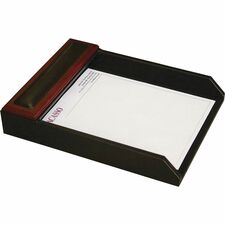 Dacasso Rosewood Letter Tray 2" Height x 10.50" Width x 13.75" Length - Desktop - Black - Wood, Leather - 1 Each