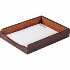 Dacasso Crocodile Embossed Single Letter Tray 2" Height x 10.50" Width x 13.75" Length - Desktop - Brown - Leather - 1 Each