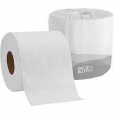 Pacific Blue Basic Standard Roll Embossed Toilet Paper 2 Ply - 4.05" Width x 4" Length - 550 Sheets/Roll - White - 80 / Carton