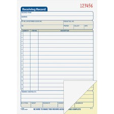 Adams Carbonless Receiving Record Book 50 Sheet(s) - 2 Part - Carbonless Copy - 5.56" x 8.43" Sheet Size - White - 1 Each