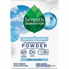 Seventh Generation Dishwasher Detergent For Kitchen - 45 oz (2.81 lb) - Free & Clear Scent - Recommended For: Food Remover, Stain Remover - Non-toxic, Chlorine-free, Phosphate-free - Clear - 1 Each
