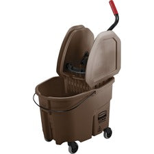 Rubbermaid Commercial Mop Bucket/Wringer Combination 8.75 gal - Putty Knife Holder, Handle - 36.5" x 15.7" x 20.1" - Plastic, Steel - Brown - 1 Each