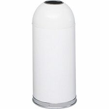 Safco Open Top Dome Waste Receptacle 15 gal Capacity - 6" Opening Diameter - 34" Height x 15" Depth - Stainless Steel - White - 1 Each
