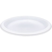 Genuine Joe 10-1/4" Large Plastic Plates Disposable - 10.3" Diameter - Warm White - Plastic Body - 125 / Pack