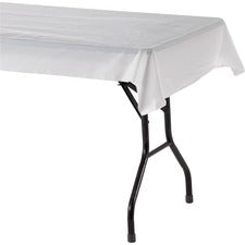 Genuine Joe Banquet-Size Plastic Tablecover 300 ft Length x 40" Width - Plastic - White - 1 Roll