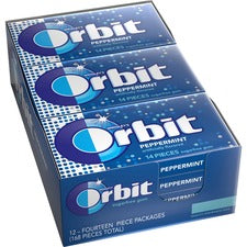 Orbit Peppermint Sugarfree Gum - 12 packs Peppermint - Individually Wrapped - 14 /Pack - 12 / Box