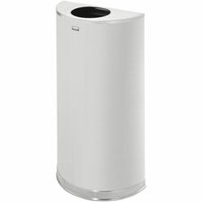Rubbermaid Commercial 12 Gallon Half Round Steel Receptacle 12 gal Capacity - Semicircular - 7" Opening Diameter - 32" Height x 18" Width x 9" Depth - Stainless Steel - Stainless Steel - 1 Each