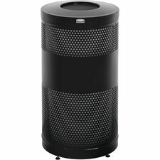 Rubbermaid Commercial Heavy-gauge Steel Receptacle 25 gal Capacity - 35.5" Height x 18" Width - Steel, Plastic - Black - 1 Each