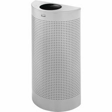 Rubbermaid Commercial Half Round Metallic Waste Receptacle 12 gal Capacity - Semicircular - 32" Height x 18" Width x 9" Depth x 7" Diameter - Steel - Silver - 1 Each