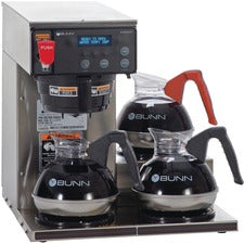 BUNN 12-cup Digital 3-Warmer Commercial Brewer Programmable - 1800 W - 1.56 gal - 12 Cup(s) - Multi-serve - Stainless Steel, Black - Steel Body