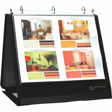 Lion Insta-Cover Round Ring Easel Binder 1 1/2" Binder Capacity - Letter - 8 1/2" x 11" Sheet Size - 3 Ring(s) - Fastener(s): Round Ring - Pocket(s): 80 - Horizontal Orientation - Black - Recycled - Label Holder, Reinforced Sewn Edge, Business Card Holder
