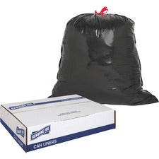 Genuine Joe Flexible Drawstring Trash Can Liners Medium Size - 30 gal Capacity - 32" Length x 30" Width x 1.05 mil (27 Micron) Thickness - Low Density - Drawstring Closure - Black - Resin - 42/Box - 1 / Carton