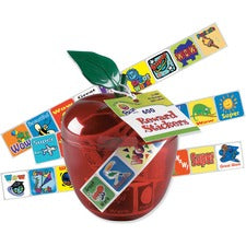 Pacon Plastic Apple Reward Stickers 1" Height x 1" Width x 4" Length - Red - Plastic - 468 / Pack