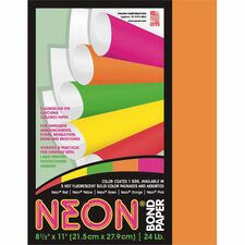 Pacon Neon Bond Paper - Orange Letter - 8 1/2" x 11" - 24 lb Basis Weight - Sustainable Forestry Initiative (SFI) - Neon Orange - 100 / Pack