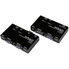 StarTech.com VGA Video Extender over Cat 5 with Audio 1 Input Device - 4 Output Device - 150 ft Range - 2 x Network (RJ-45) - 2 x VGA In - 2 x VGA Out - XGA - 1440 x 900 - Twisted Pair - Category 5 - Desktop - TAA Compliant