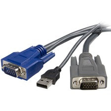 StarTech.com 6 ft Ultra-Thin USB VGA 2-in-1 KVM Cable 6 ft USB/VGA KVM Cable for Keyboard/Mouse, KVM Switch, Video Device, PC, Computer - First End: 1 x 15-pin HD-15 - Male - Second End: 1 x 15-pin HD-15 - Male, 1 x 4-pin USB Type A - Male - Black - 1 Eac