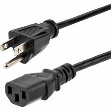 StarTech.com Standard Power Cord For Desktop Computer, Scanner, Monitor, Printer - 125 V AC / 10 A - Black - 1 ft Cord Length - NEMA 1-15P / IEC 60320 C13 - 1 Each