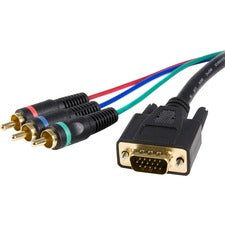 StarTech.com Cable Adapter - RCA Breakout - HD15 (m) - Component (f) - 3 ft 3 ft RCA/VGA Video Cable for Video Device, Monitor - First End: 1 x 15-pin HD-15 - Male - Second End: 3 x Component Video - Male - Black - 1 Each
