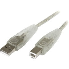 StarTech.com Transparent USB 2.0 Cable 6 ft USB Data Transfer Cable - First End: 1 x 4-pin USB Type A - Male - Second End: 1 x 4-pin USB Type B - Male - Transparent - 1 Each