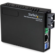 StarTech.com 10/100 Fiber to Ethernet Media Converter Multi Mode SC 2 km 1 x Network (RJ-45) - 1 x SC Ports - DuplexSC Port - Multi-mode - 1310 nm Fiber - Fast Ethernet - 10Base-T, 100Base-FX, 100Base-TX - AC Adapter - External - TAA Compliant