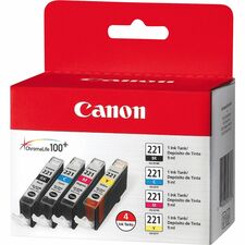 Canon CLI-221 Original Inkjet Ink Cartridge - Assorted, Cyan, Magenta, Yellow - 4 / Pack Inkjet - Assorted, Cyan, Magenta, Yellow - 4 / Pack