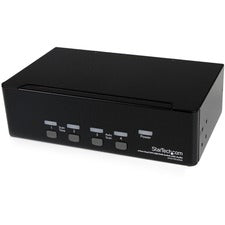 StarTech.com 4-Port Dual DVI USB KVM Switch with Audio and USB 2.0 Hub 4 Computer(s) - 1 Local User(s) - QXGA - 2048 x 1536 - 8 x USB - 10 x DVI - Desktop - TAA Compliant