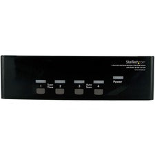 StarTech.com 4-Port DVI and VGA, USB KVM Switch with Audio and USB 2.0 Hub 4 Computer(s) - 1 Local User(s) - SVGA, WUXGA - 1920 x 1440 - 8 x USB - 5 x DVI - 5 x VGA - Rack-mountable, Desktop - TAA Compliant