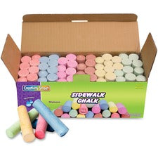Creativity Street Sidewalk Chalk 4" Length x 1" Diameter - Tan, Pink, Teal, Lime, Gray, White, Purple, Orange, Dark Blue, Light Blue, Dark Yellow, ... - Non-toxic, Washable - 52 / Box