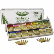 Crayola 12-Color Oil Pastel Classpack Blue, Brown, Green, Orange, Peach, Pink, Red, Violet, Yellow, Yellow Green, White, ... - 336 / Box