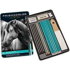 Prismacolor Premier Graphite Set 8B, 6B, 4B, 2B, B, HB, 2H, 4H, 6H Pencil Grade - Graphite Lead - Turquoise Barrel - Latex-free Eraser - 18 / Pack