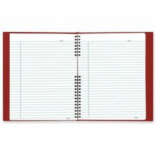 Blueline NotePro Twin - wire Composition Notebook - Letter 100 Sheets - 200 Pages - Twin Wirebound - Letter - 8 1/2" x 11" Sheet Size - White Paper - Red Lizard Cover - Pocket, Acid-free, Hard Cover, Micro Perforated, Tab, Index Sheet, Durable Cover, Self