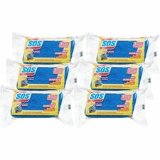 S.O.S All-Surface Scrubber Sponge 5.3" Height x 3" Width x 0.9" Depth - 3/Pack - 8 / Carton - Cellulose - Blue