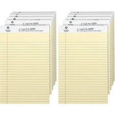 Business Source Writing Pads 50 Sheets - 0.28" Ruled - 16 lb Basis Weight - Jr.Legal - 8" x 5" Sheet Size - Canary Paper - Micro Perforated, Easy Tear, Sturdy Back - 1 Dozen