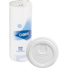 Dixie Large Hot Cup Lids by GP Pro Dome - Plastic - White - 50 / Pack